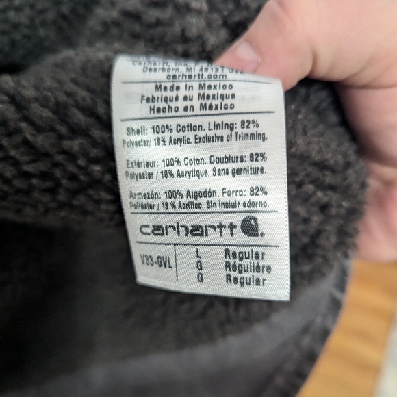 Men's Carhartt Sherpa Lined Canvas Vest Grey - Picture 5 of 6